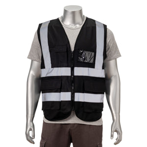 Class 2 3.8oz. Knitted Double Band Reflective Safety Vest | Safety black